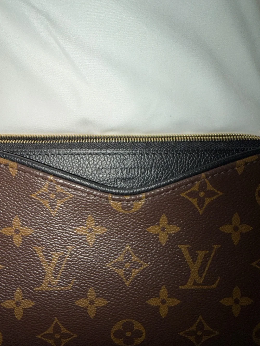 Louis Vuitton Monogram Canvas Chain Crossbody in Brown with Black Trim and Strap - Picture 2 of 8